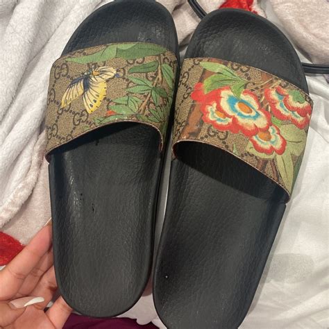 flower gucci slides|gucci slides with butterfly.